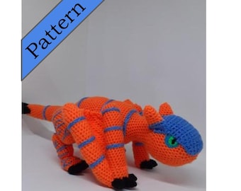 Tigrex Crochet Pattern / Monster Hunter / tigre / t-rex / amigurumi / dragon / orange / bleu / wyvern / adorable