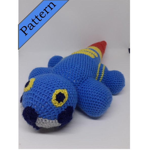 Patrón de Ganchillo Dodogama / amigurumi / cazador de monstruos / mundo / chonky / azul / iguana / lagarto / reptil / patrón fácil / apto para principiantes