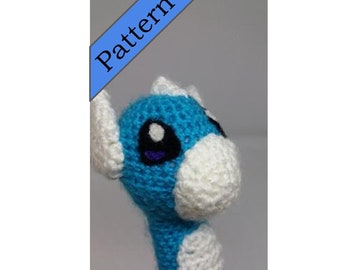 Dratini Crochet Pattern / Pokemon / dragon / gen 1 / dragon type / blue / white / wyvern / snake / drake / amigurumi / dragonite / dragonair