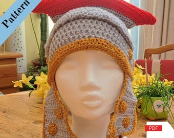 Crochet Roman centurion helmet hat pattern, PDF file, **Digital Download**, unisex roman hat, cosplay roman, roman armour, historical helm