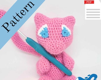 Mew Crochet Pattern, legendary Pokémon, **PDF file***, digital download, beginner friendly amigurumi, easy pokemon pattern, cute amigurumi