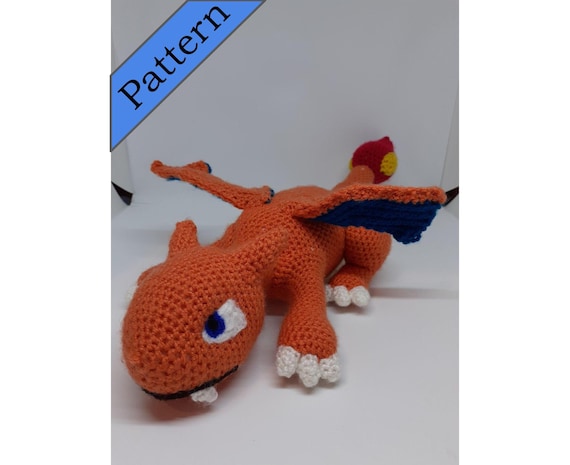 Charizard Crochet Pattern / Pokemon / Lazy Dragon / Orange / 