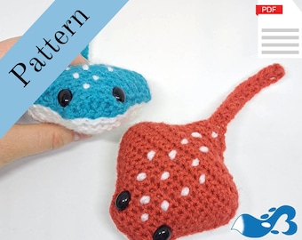 Stingray crochet pattern, **PDF download**, digital file, beginner friendly, manta ray, amigurumi, spotty ray, sting ray