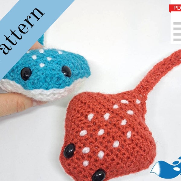 Stingray crochet pattern, **PDF download**, digital file, beginner friendly, manta ray, amigurumi, spotty ray, sting ray