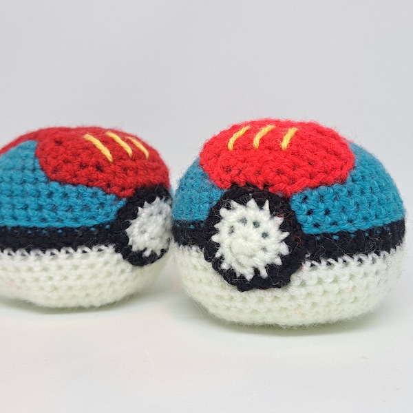 Crochet Lure Ball, cosplay prop, pokemon, pokeball, pokemon cosplay, Lure Ball prop, gift idea, pokemon fan gift, child safe