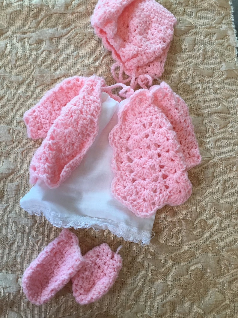 Vintage Crochet Pink Doll Outfit