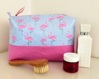 Large toiletry bag, baby or child, pink flamingo