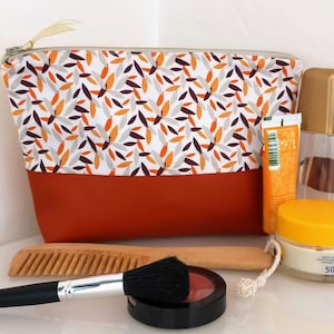 Rust Orange Foliage Toiletry/Makeup Bag, Gift for Her