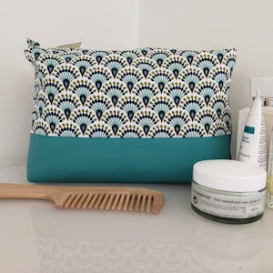 Très grande trousse de toilette,  pour homme, femme tissu et simili cuir cadeau pour elle et lui