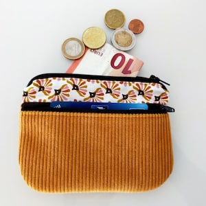 Women's coin purse / card holder, fabric and velvet image 1