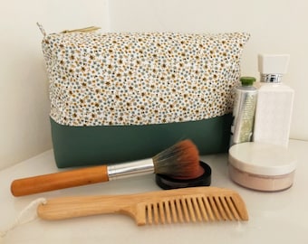 Très grande trousse de toilette petites fleurs tilleul