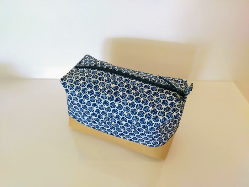 Très grande trousse de toilette, homme, femme tissu coton, simili cuir image 4