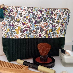 trousse de toilette / maquillage, tissu coton floral, cadeau pour elle