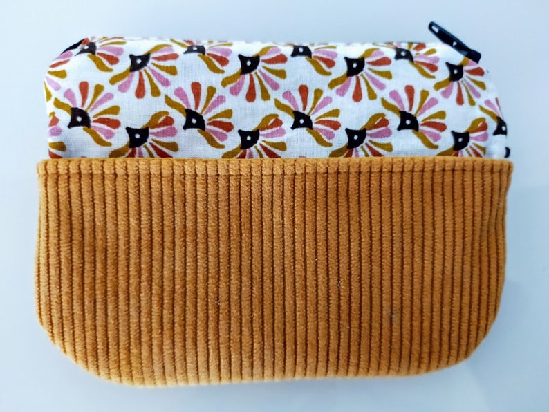 Women's coin purse / card holder, fabric and velvet image 5