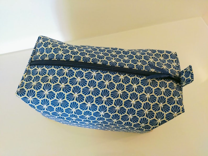 Very large toiletry bag, men, women, cotton fabric, imitation leather image 5