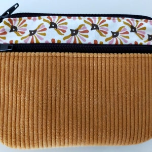 Women's coin purse / card holder, fabric and velvet image 4