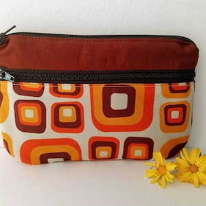 Porte monnaie /  porte cartes, étui passeport, tissu motif vintage, retro, cadeau pour femme
