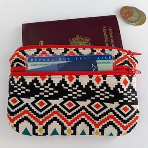 porte monnaie grand modèle/ porte cartes tissu marocain, cadeau pour elle et lui
