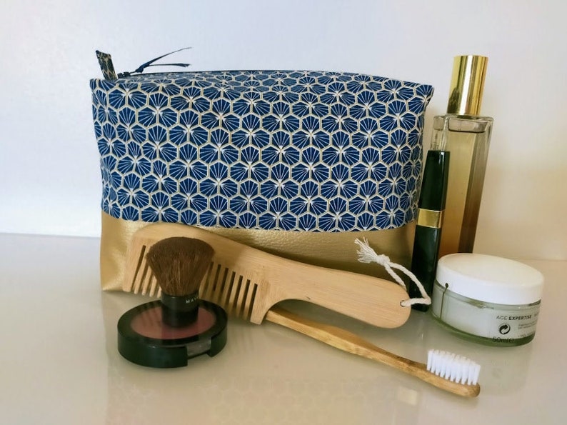 Très grande trousse de toilette, homme, femme tissu coton, simili cuir image 1