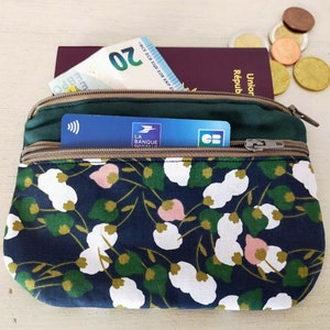 Porte monnaie /  porte cartes LAURA pour femme tissu fleur