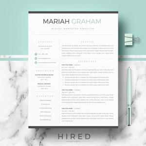 Professional Resume Template for Word & Pages, Modern Resume CV template + Cover Letter + Action Verbs List + Free tips; Instant Download