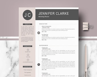 Resume, CV Template; Modern & Professional Resume for Word and Pages + Cover Letter + References Sheet + Resume Writing guide | Instant DL