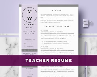 Teacher Resume Template; CV Template for Pages & MS Word | Education Resume, CV + Cover Letter + References + tips + icons; Instant Download