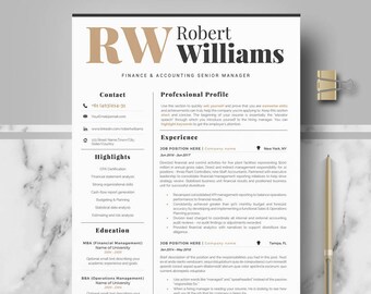 Modern & Professional Resume Template for Word or Mac Pages, Modern CV Design, Editable modern Resume, CV; Professional CV, Curriculum Vitae