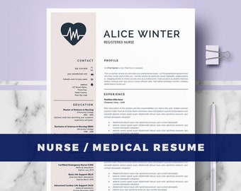 RN Nurse Resume Template for Word & Pages | Professional Resume + Cover letter template + References page + tips for success a job interview