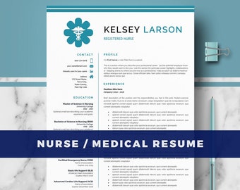 Nurse Resume Template | Doctor Resume Template for MS Word and Pages;  RN Nurse Resume | Doctor CV, Nurse cv | Instant Download; cv template