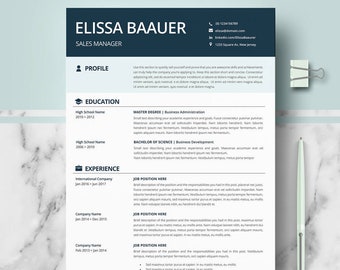 Modern Resume Templates | Professional Biodata format for Word & Pages; Resume + Cover Letter + Writing guide + icons | CV Instant Download