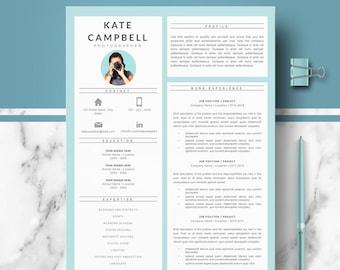 Modern & creative Resume, CV Template; Resume Templates for Word, Pages; Resume, cv + Cover Letter + References + tips; Instant Download CV,