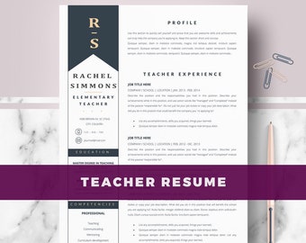 Elementary Teacher Resume Template for Word & Pages; Resume for education + Cover Letter + references sheet + icons + tips; Instant download