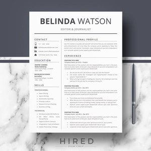 Professional Resume, CV Template; Modern Resume, CV for Word & Pages; Minimalist Resume, CV + Cover letter + tips; Instant Download resumes