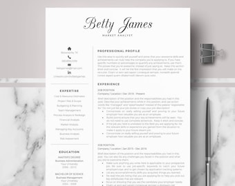 Resume template | CV template | Professional & modern résumé, CV layout; Resumé layout for Word and pages;  1, 2, 3 Page Downloadable Resume