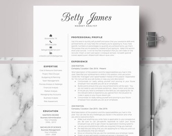 Resume template | CV template | Professional & modern résumé, CV layout; Resumé layout for Word and pages;  1, 2, 3 Page Downloadable Resume