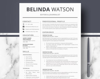 Professional Resume, CV Template; Modern Resume, CV for Word & Pages; Minimalist Resume, CV + Cover letter + tips; Instant Download resumes