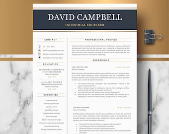 Engineer Resume Template | Engineering Resume + Cover Letter + References template | Modern & Professional 2, 3 page Resume for Word, Pages