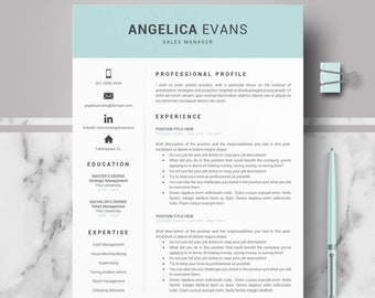 Sales Manager Resume. Modern Resume template; Professional Resume, CV for Word and Pages; 1, 2, & 3 Pages Resume Template + Cover Letter
