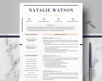 Creative & Professional Resume/CV Template; modern cv, Resume Templates for MS Word and Pages; Cover letter + tips; Instant digital Download