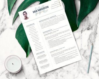 Simple and Clean Resume Template with Photo for Word & Pages | Creative Resume, CV + Cover Letter template + References | Instant Download