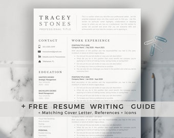 Easy Resume Template and Cover Letter for Word & Pages. 1, 2 and 3 Page Resume. Office Manager CV Template. Executive Resume, Finance Resume