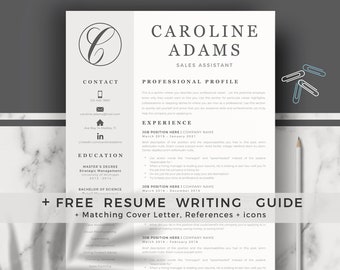 Sales Manager Resume. Professional Resume CV + Cover Letter format + References for Word & Mac Pages. Instant Download Creative CV Template