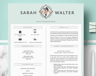 Modern Resume Template | CV Templates for Word & Pages; Professional cv + Cover Letter + References + Resume Writing guide; Instant Download