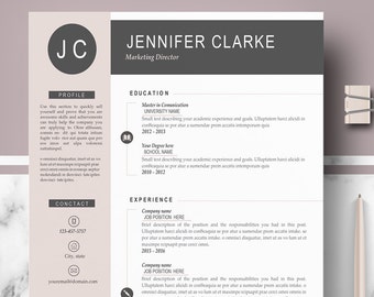 Resume, CV Template; Modern & Professional Resume for Word and Pages + Cover Letter + References Sheet + Resume Writing guide | Instant DL