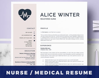 RN Nurse Resume Template for Word & Pages | Professional Resume + Cover letter template + References page + tips for success a job interview