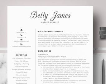 Resume template | CV template | Professional & modern résumé, CV layout; Resumé layout for Word and pages;  1, 2, 3 Page Downloadable Resume