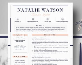 Creative & Professional Resume/CV Template; modern cv, Resume Templates for MS Word and Pages; Cover letter + tips; Instant digital Download