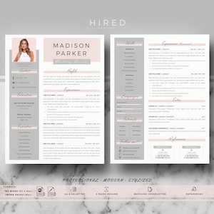 Creative & modern Resume / CV Template for Word AND Pages Professional Resume / CV design, Cover Letter, References, tips Instant Download image 2