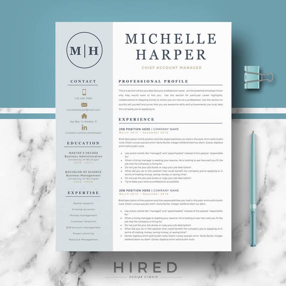 Professional Modern Resume Template For Word And Pages Etsy